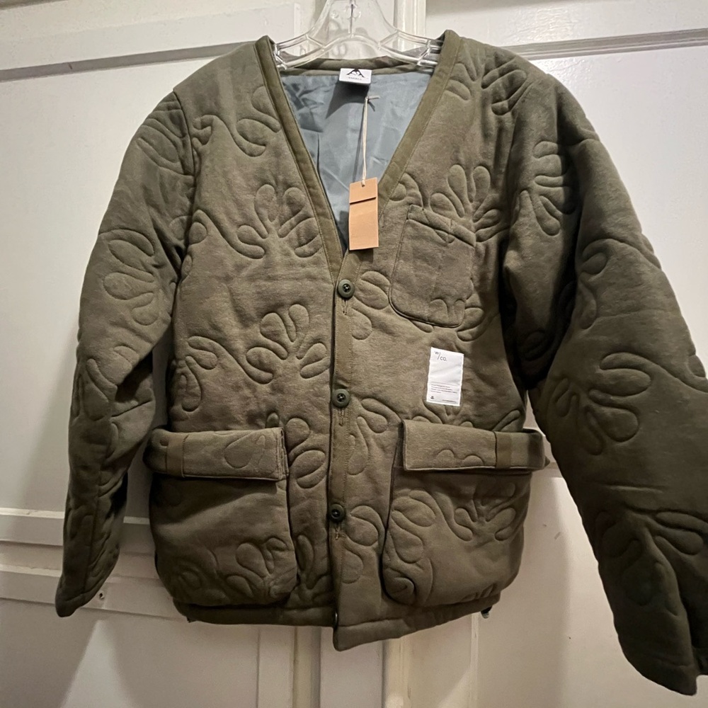 Wasted Collective army green quilted barn chore coat size small